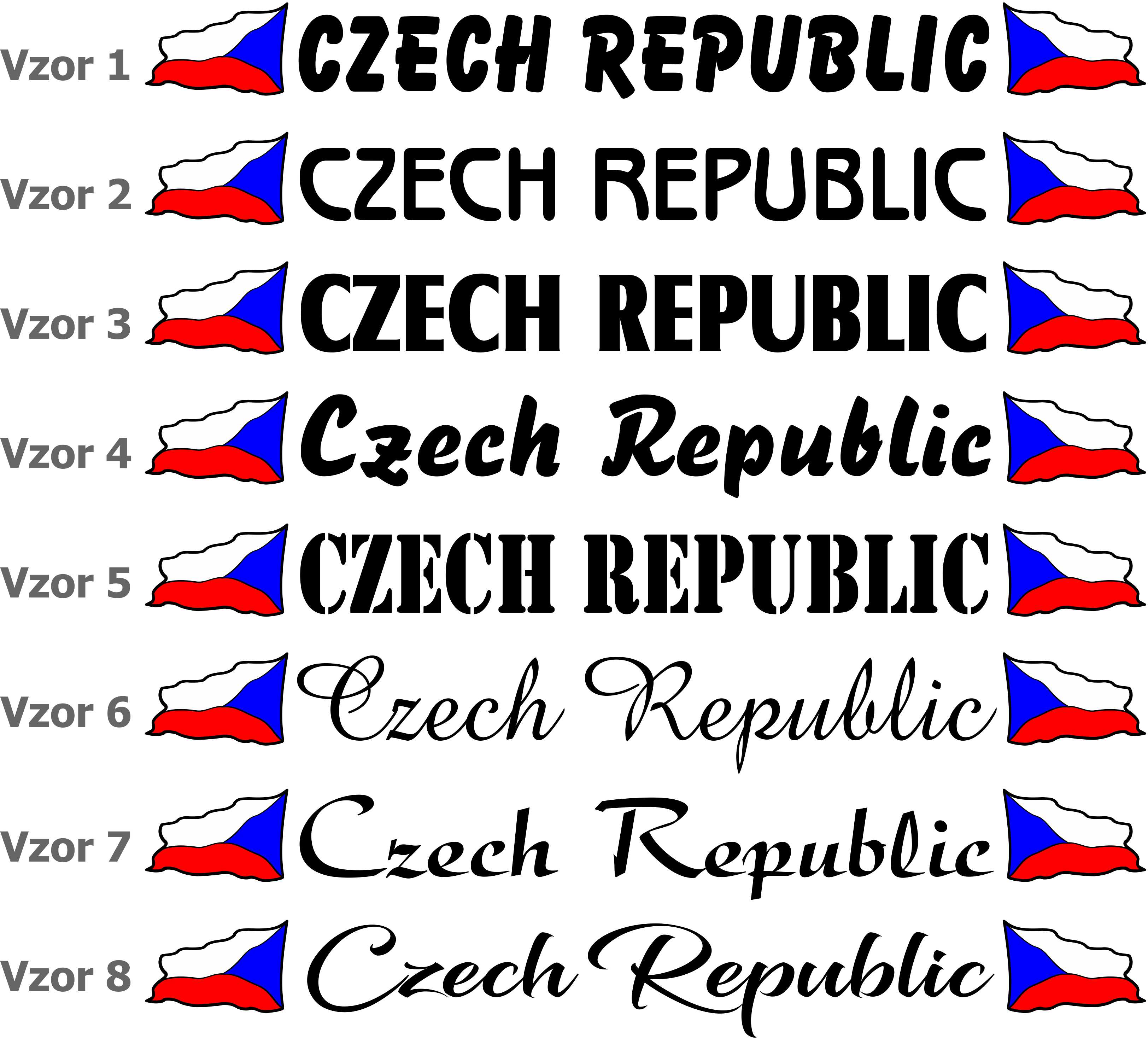 Samolepka CZECH REPUBLIC s vlajkami CZ
