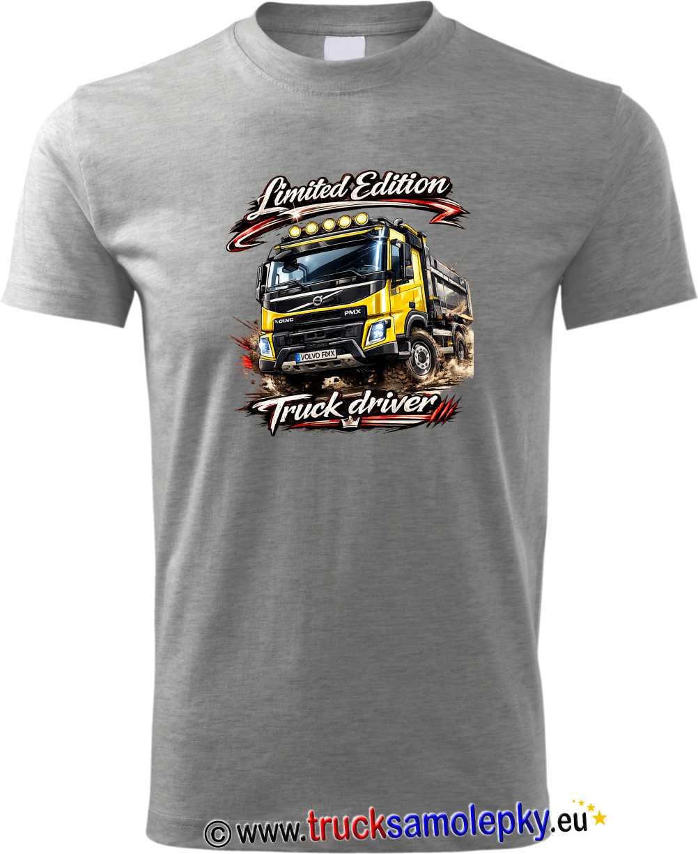 Truck tričko VOLVO žluté FMX v barvě šedé
