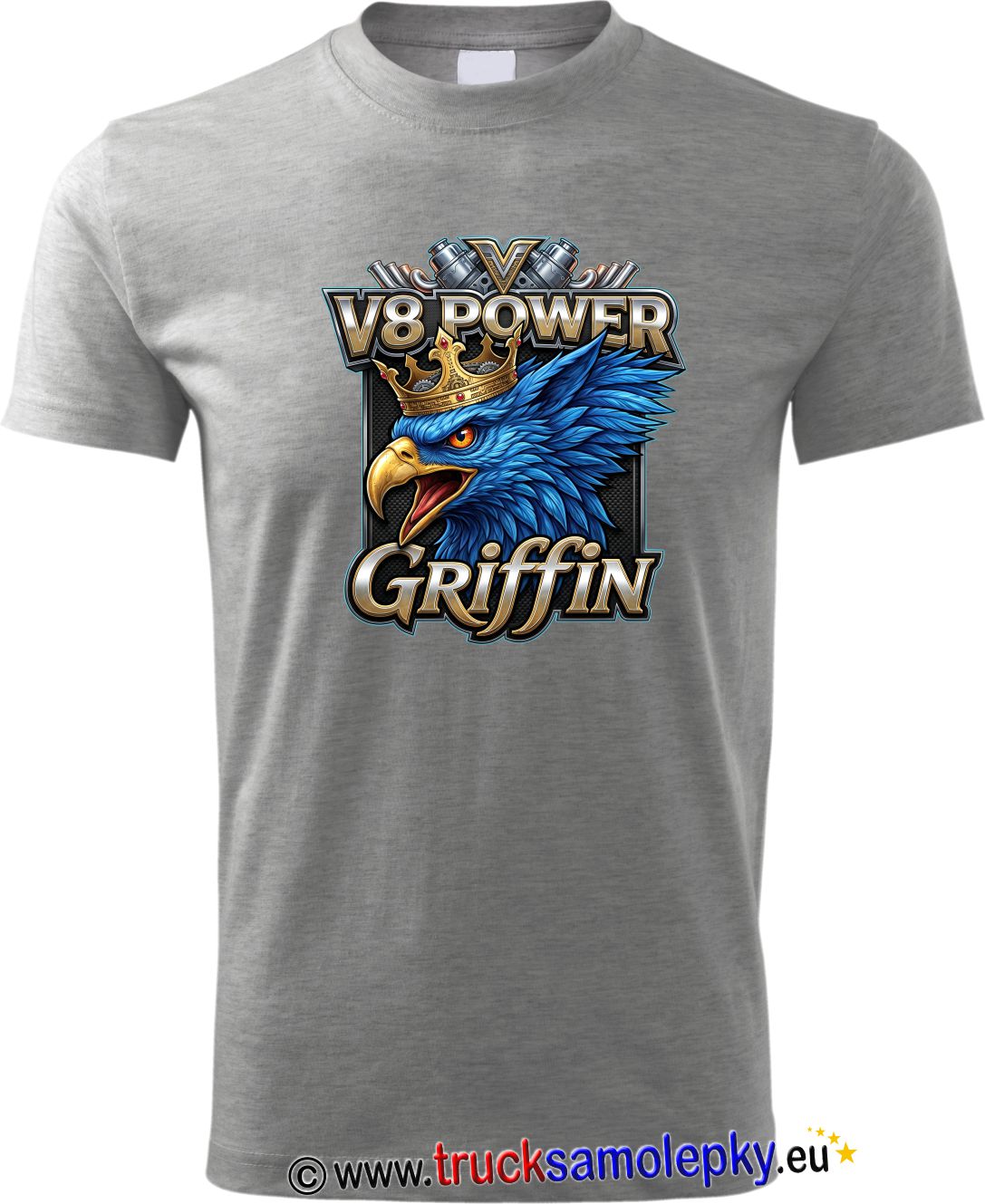 Truck tričko Griffin V8 Power II. v barvě šedé