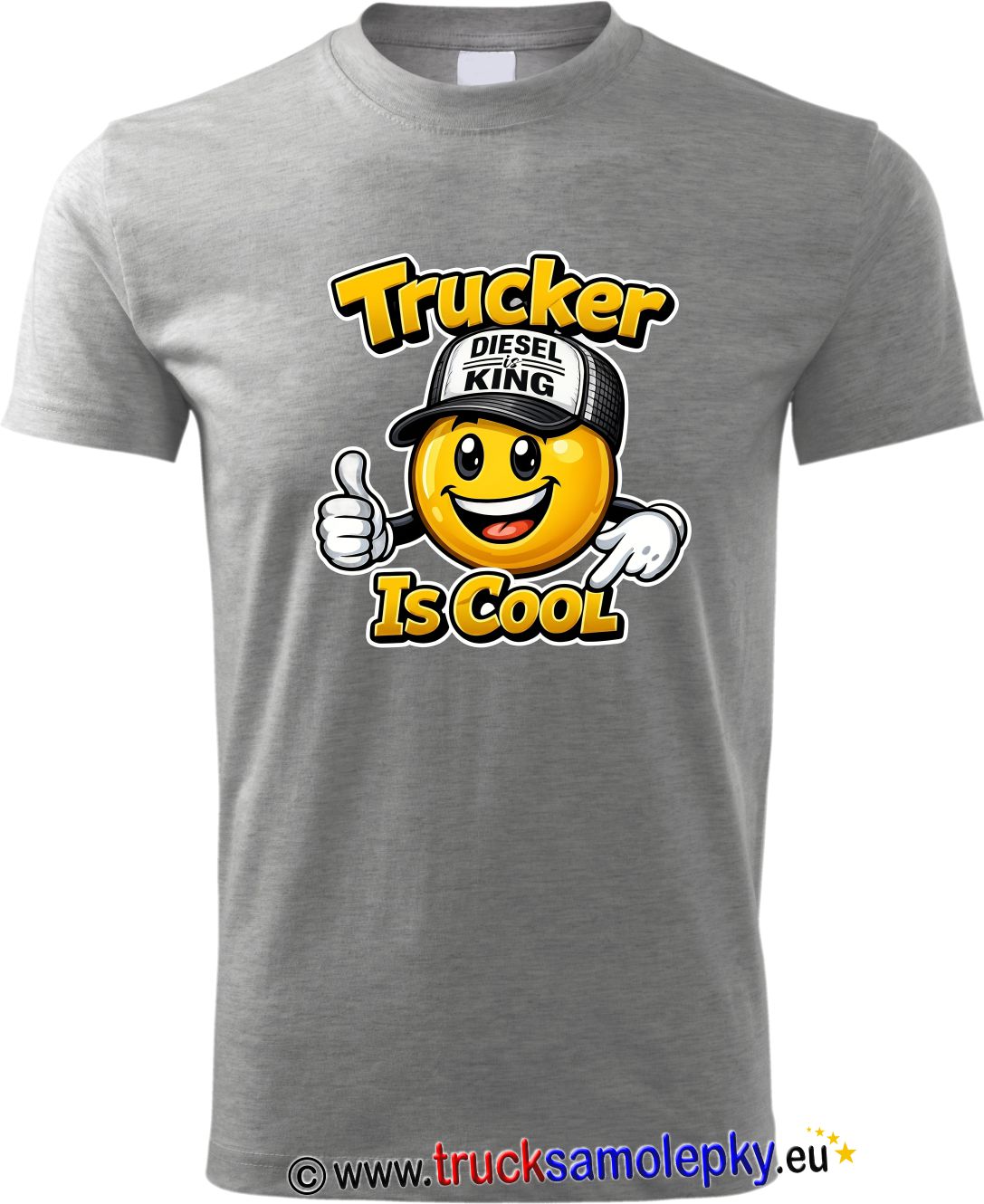 Truck tričko Trucker is King Smajlík v barvě šedé