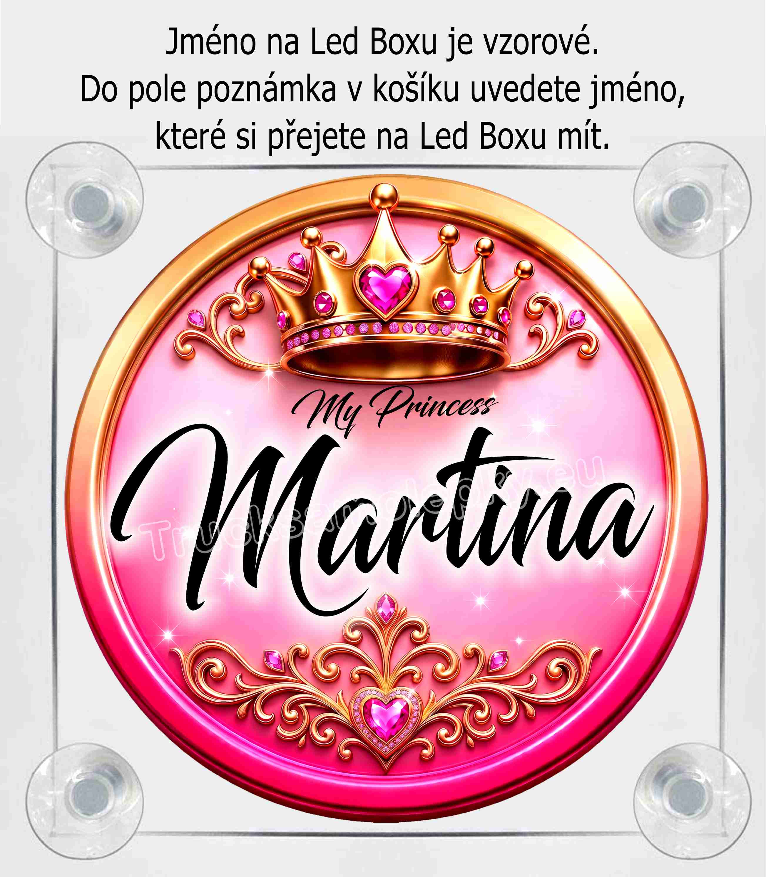 Světelný LED Box  se jménem 2