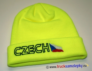 Truck zimní čepice CZECH v barvě žluté - neonové